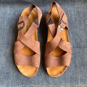 Naot Brown Suede Soft Footbed Sandals